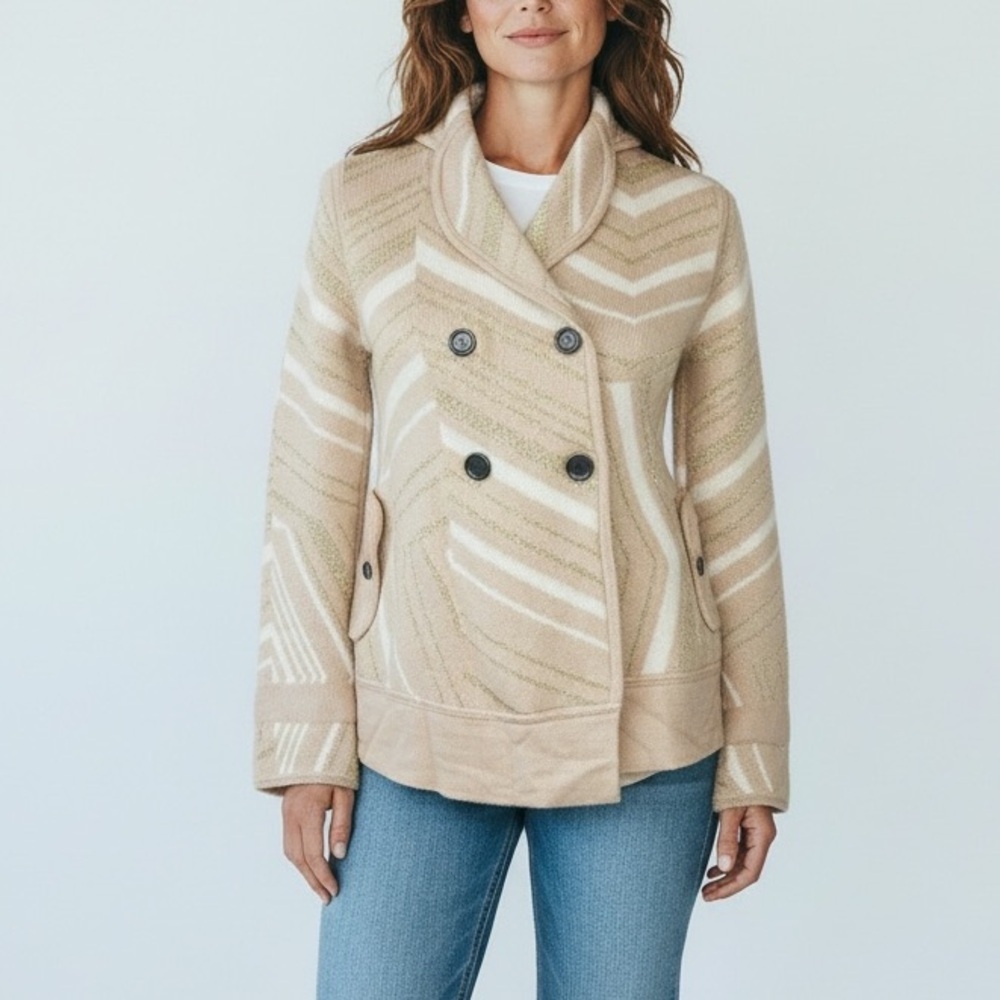 DVF  Metallic Stripe Double Breasted Knit Cardigan Sweater - Size S/M